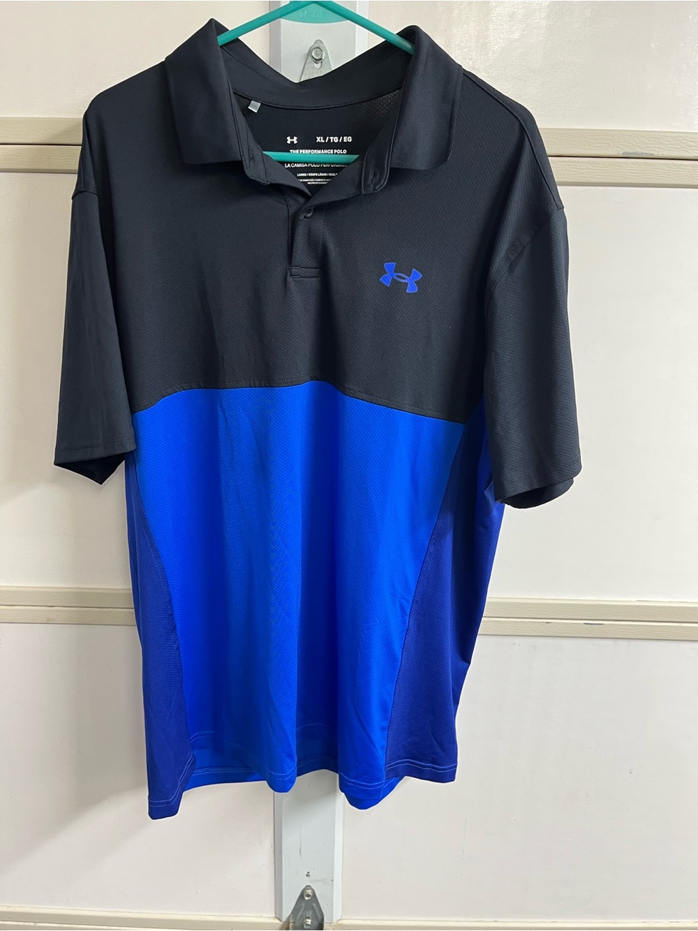 Under Armour Black and Royal Blue Men’s Two-Tone Performance Polo